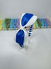 4 inch Flat Bow Alice Band - Royal Blue & White