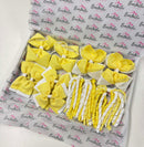 School Bundle - 5 Matching Pairs - Clips & Bobbles - Yellow & White Gingham
