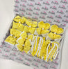 School Bundle - 5 Matching Pairs - Clips & Bobbles - Yellow & White Gingham