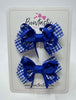 3 Inch Flat Bows - Cobalt & Royal Blue Gingham - 2 Pack