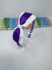 4 inch Flat Bow Alice Band - Purple & White