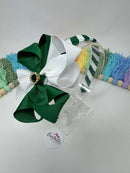 4 inch Flower Alice Band - Forest Green & White