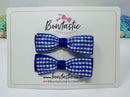 2.75 Inch Flat Bows - Cobalt & Royal Blue Gingham - 2 Pack