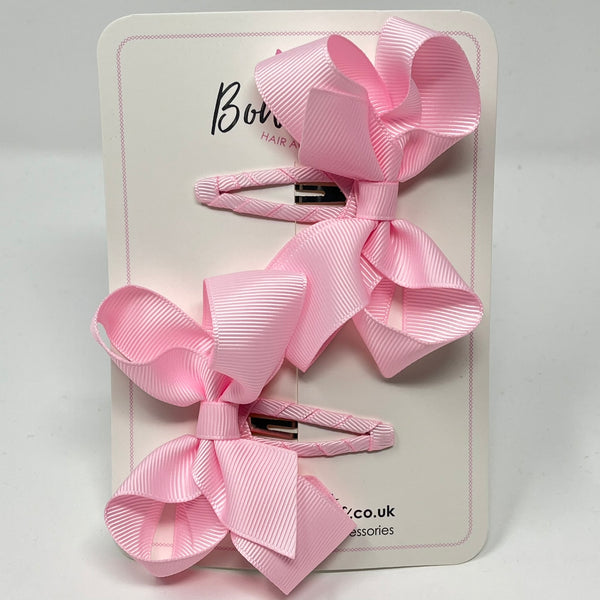 3 Inch Bow Snap Clip - Pearl Pink - 2 Pack