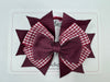 4.5 Inch Stacked Bow Bobble - Burgundy Gingham