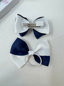 School Bundle - 3 Inch Bows - Clips & Bobbles - Navy & Yellow Gold