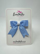 2.75 Inch Tail Bow - Blue & White Gingham