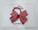 3 Inch Flat 2 Layer Bow Thin Elastic - Red Gingham