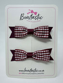 2.5 Inch Layer Tuxedo Bow - Burgundy Gingham - 2 Pack