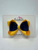 3.5 Inch 2 Layer Tuxedo Bow Thin Elastic - Black & Yellow Gold