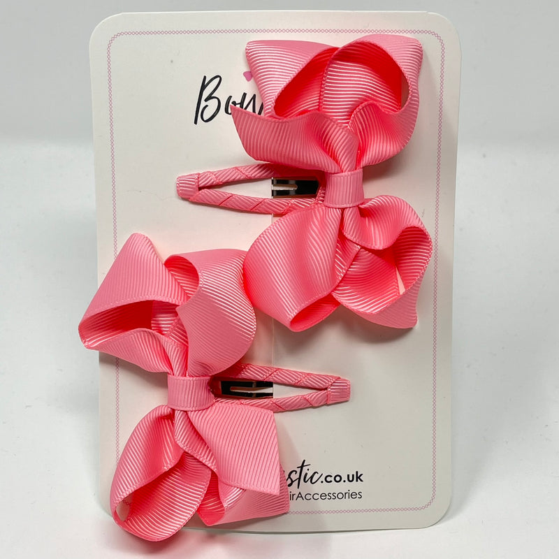 3 Inch Bow Snap Clip - Pink - 2 Pack