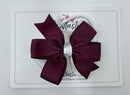 3.5 Inch Flat Double Bow Bobble - Burgundy & White