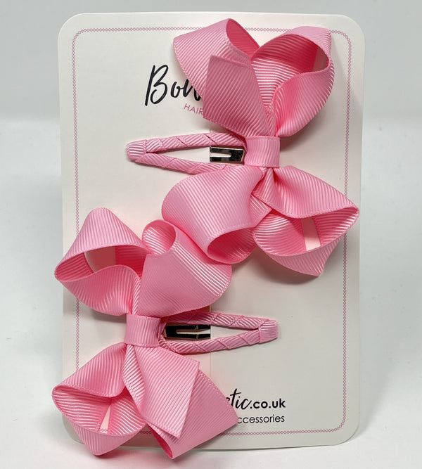 3 Inch Bow Snap Clip - Rose Pink - 2 Pack