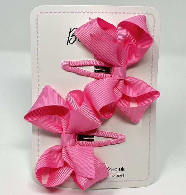 3 Inch Bow Snap Clip - Geranium Pink - 2 Pack