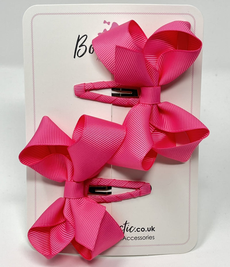 3 Inch Bow Snap Clip - Hot Pink - 2 Pack