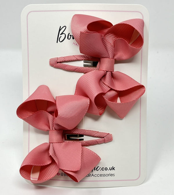 3 Inch Bow Snap Clip - Dusty Rose - 2 Pack