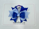 3.5 Inch Stacked Bow Bobble - Royal Blue & Bluebell