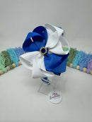 4 inch Flower Alice Band - Royal Blue & White