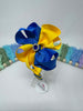 4 inch Flower Alice Band - Royal Blue & Yellow Gold