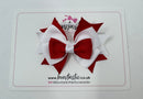 3.5 Inch Stacked Bow Bobble - Red & White