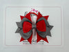 3.5 Inch Stacked Bow Bobble - Red & Metal Grey
