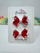 2 Inch Bows - Red & White - 2 Pack