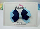 3.25 Inch Flat Bow - Navy & Light Blue