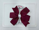 3.5 Inch Flat Double Bow Bobble - Wine & White