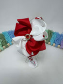4 inch Flower Alice Band - Red & White