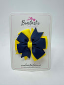 3 Inch Pinwheel Bow - Navy & Daffodil