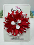 4 Inch Flower Bow - Red & White