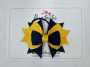 3 Inch Stacked Bow - Thin Elastic - Navy & Yellow Gold