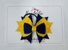 3 Inch Stacked Bow - Thin Elastic - Navy & Yellow Gold