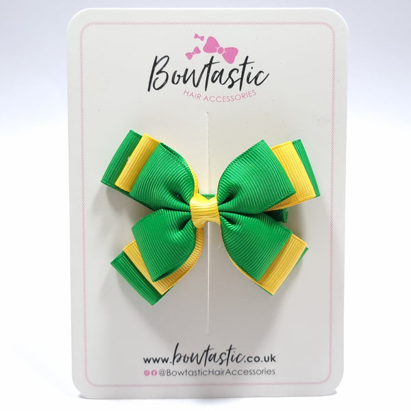 3 Inch Layer Butterfly Bow - Emerald Green & Yellow Gold