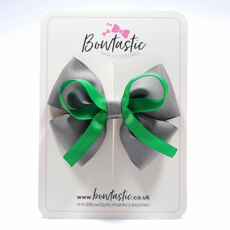 3.5 Inch Flat Bow - Emerald Green & Metal Grey