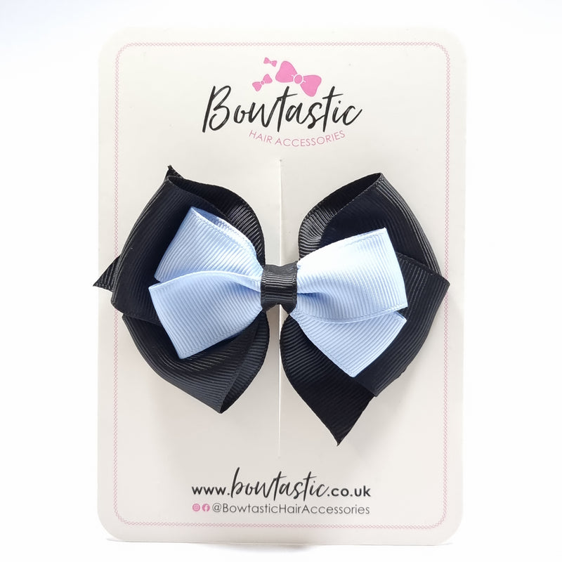 3.75 Inch Layered Bow - Black & Bluebell