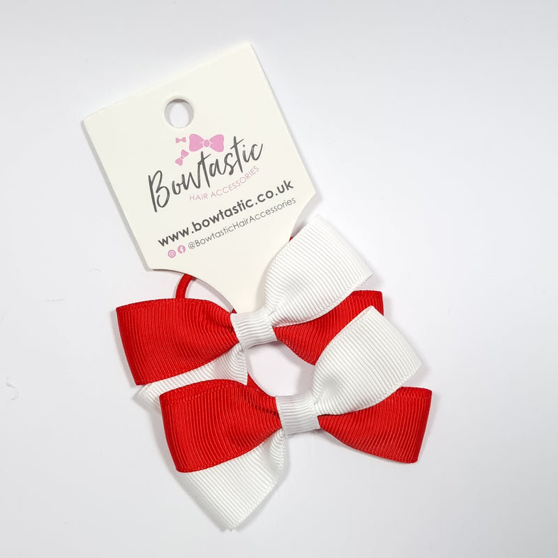 2.75 Inch Twist Bow Thin Elastic - Red & White - 2 Pack