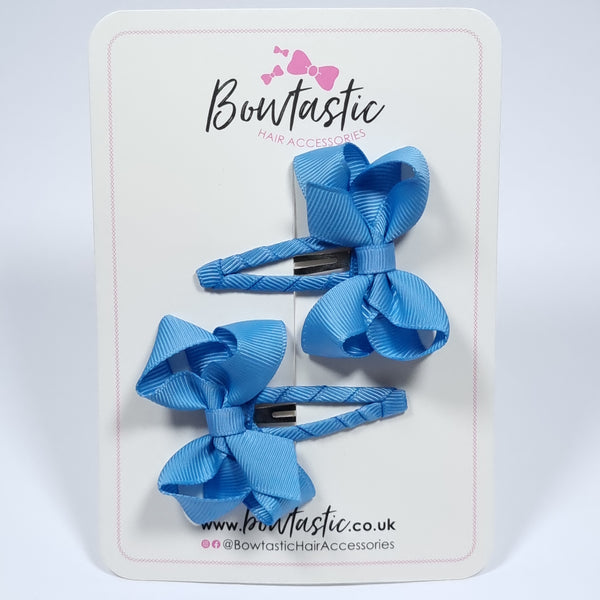 2 Inch Bow Snap Clip - French Blue - 2 Pack