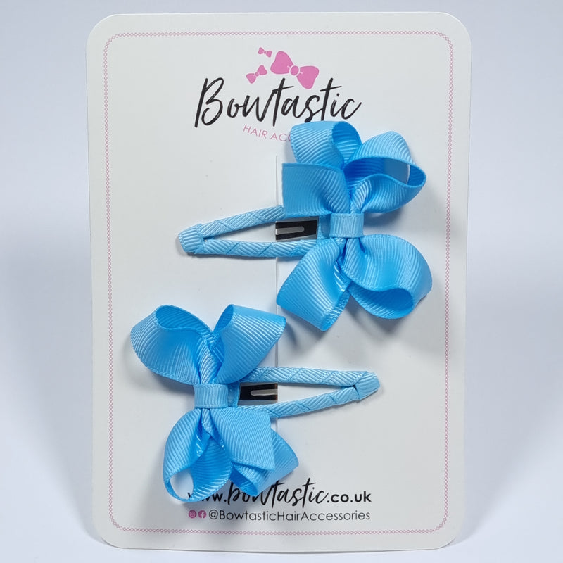 2 Inch Bow Snap Clip - Blue Topaz - 2 Pack