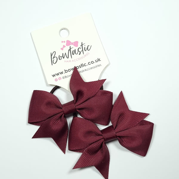 2.5 Inch Flat Bow Thin Elastic - Style 2 - Burgundy - 2 Pack