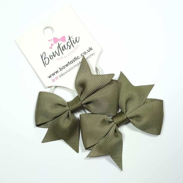 2.5 Inch Flat Bow Thin Elastic - Style 2 - Deep Sage - 2 Pack