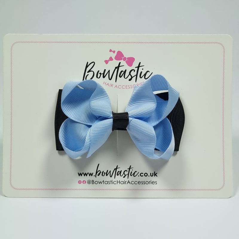 3 Inch Double Bow - Black & Bluebell