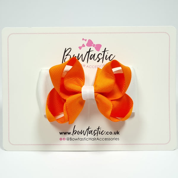 3 Inch Double Bow - Orange & White