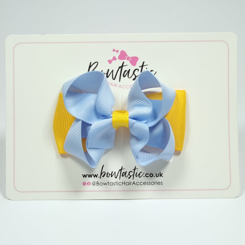 3 Inch Double Bow - Bluebell & Yellow Gold