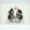 3 Inch Double Bow - Metal Grey & White