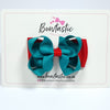 3 Inch Double Bow - Jade Green & Red