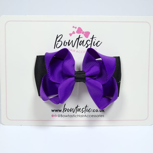 3 Inch Double Bow - Purple & Black