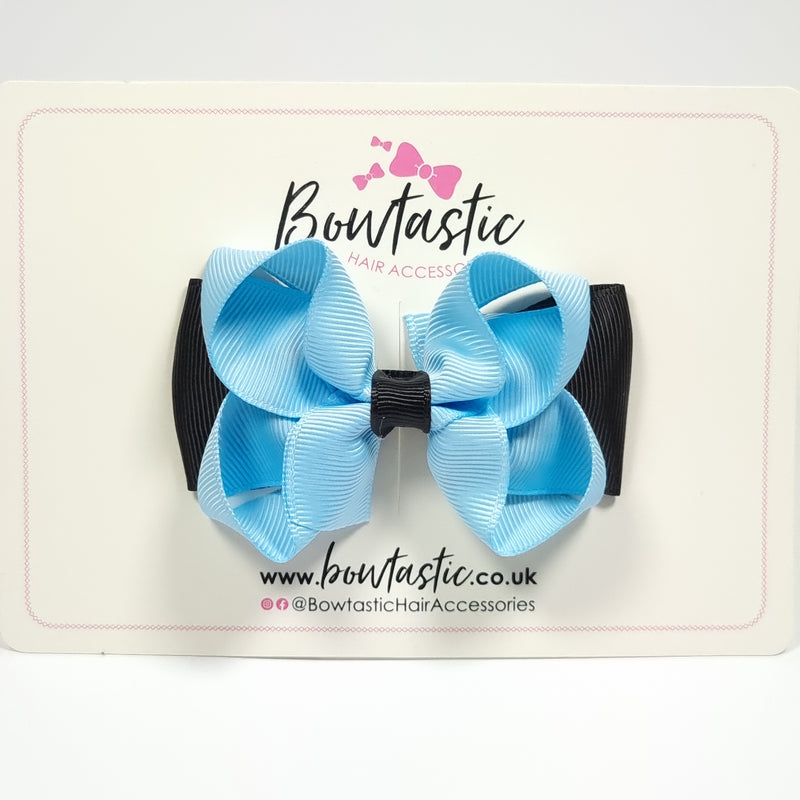 3 Inch Double Bow - Black & Blue Topaz