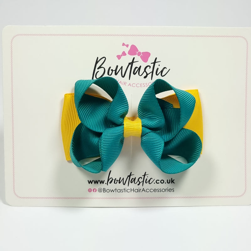 3 Inch Double Bow - Jade Green & Yellow Gold