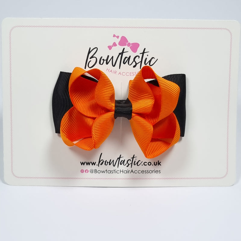 3 Inch Double Bow - Orange & Black